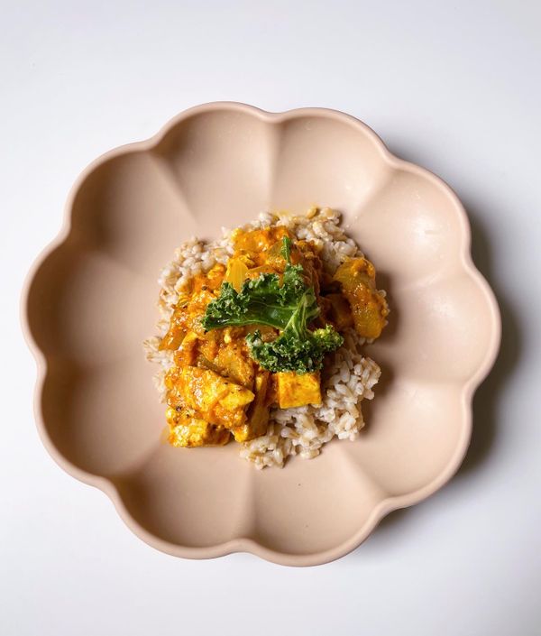 Vegansk tofu- och auberginegryta