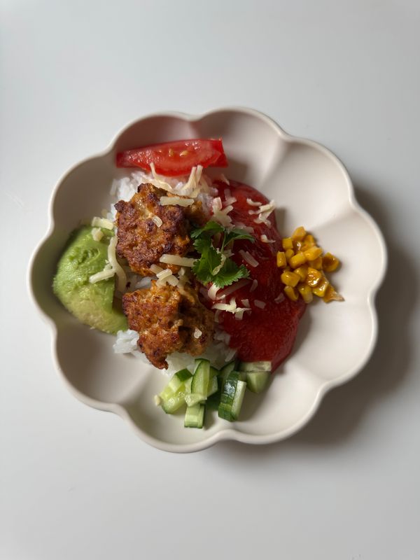 Kycklingfärsbullar med tacosmak